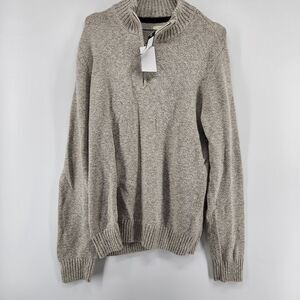 Hawker Rye Men's Beige Medium Pete Snowheather Textured Quarter Zip Sweater NWT